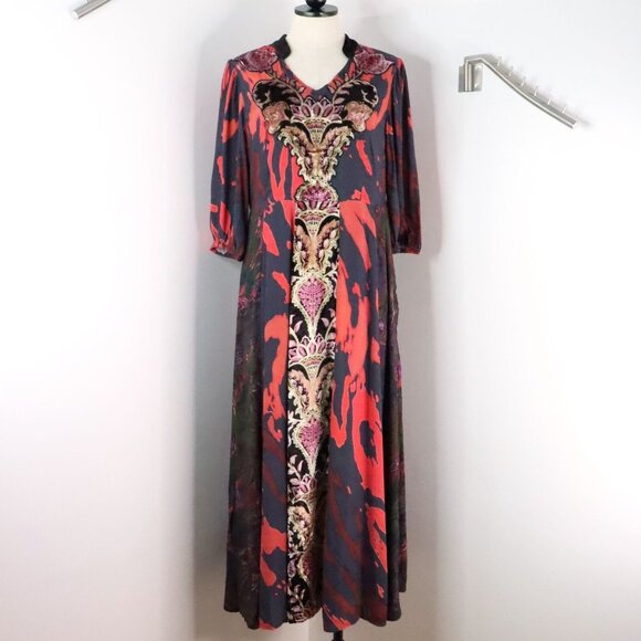 New Soft Surroundings Women's 6 Epiphany Mauve Cheetah Boho Kaftan Maxi Dress - Picture 1 of 14